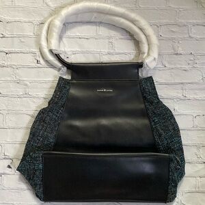 Cavana Canvas NY Leather & Ramie Cotton Fabric Purse NWOT